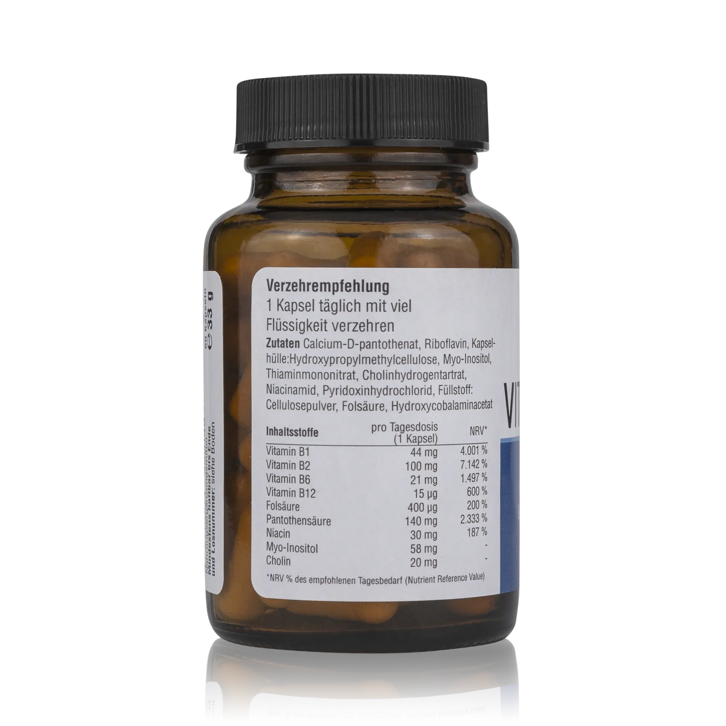 Vitamin B Komplex hochdosierte vegane Kapseln für starke Nerven - Hergestellt in Deutschland (60 St.)